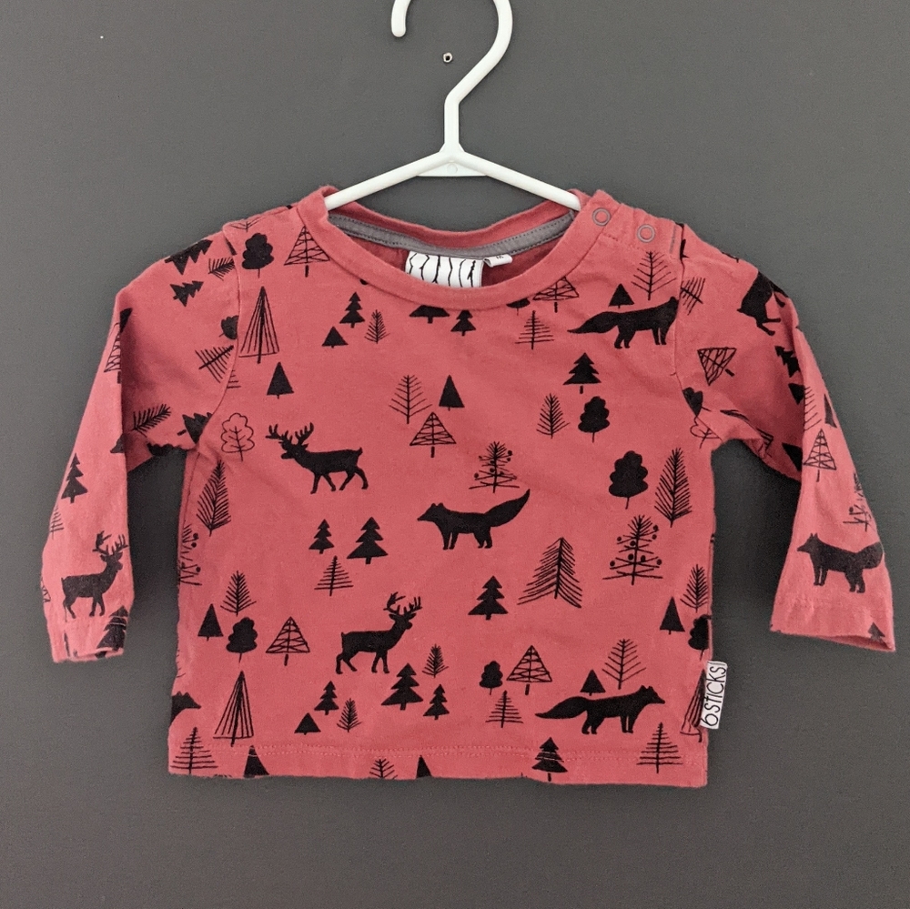 Long sleeve forest print 3-6 month top